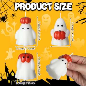 Tondiamo 4 Pcs Halloween Ghost Candle Large Halloween Candle Pumpkin Spooky Ghost Shaped Candles Tea...