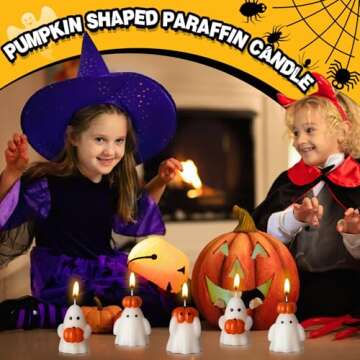 Tondiamo 4 Pcs Halloween Ghost Candle Large Halloween Candle Pumpkin Spooky Ghost Shaped Candles Tea Lights Candle Goth Gifts for Halloween Party Favor Table Decoration (Classic Style, White,Orange)