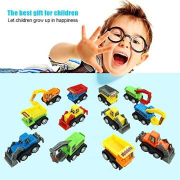 Friday Toys 3-5 Year Old Boys, Mini Toy Cars 3-6 Year Old Boys 12 Pack Construction Pull Back Cars C...