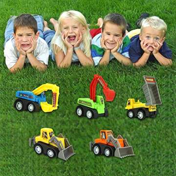 Friday Toys 3-5 Year Old Boys, Mini Toy Cars 3-6 Year Old Boys 12 Pack Construction Pull Back Cars Christmas Best Gifts Stocking Stuffer 3-6 Year Old Boys Halloween FDUSC12C