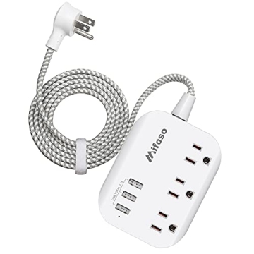 Compact USB Power Strip - 3 Outlets & 3 USB Ports