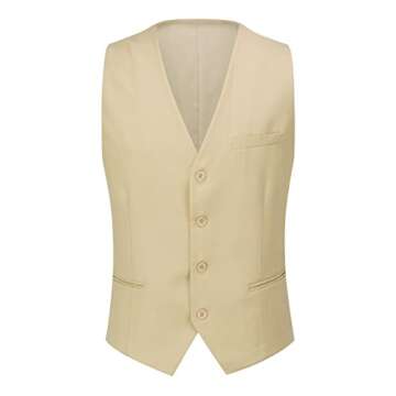 YFFUSHI Men's Slim Fit 3 Piece Suit One Button Business Wedding Prom Suits Blazer Tux Vest Trousers