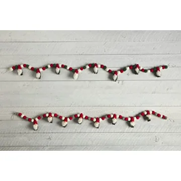Mud Pie Christmas Gnome Wool Garland, Red