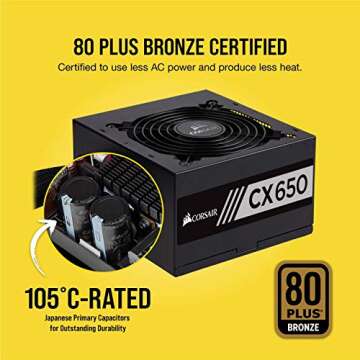 CORSAIR CX Series 650 Watt 80+ Bronze Certified Non-Modular Power Supply