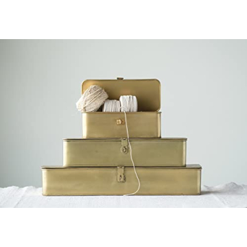 Gold-Finish Decorative Metal Boxes - Set of 3 Sizes