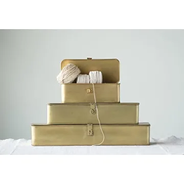 Gold-Finish Decorative Metal Boxes - Set of 3 Sizes