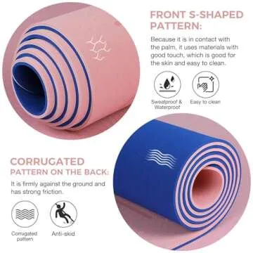 Yoga Mat Non Slip TPE Thick Yoga Mat with Alignment Mark,Large Size 72"L x 32"W x 0.32"Th, Anti-Tear...