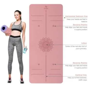 Yoga Mat Non Slip TPE Thick Yoga Mat with Alignment Mark,Large Size 72"L x 32"W x 0.32"Th, Anti-Tear Exercise & Fitness Mat for Yoga, Pilates & Floor Workouts (PINK BLUE)