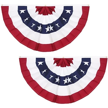 3 x 6 Ft American Pleated Fan Flag, USA Patriotic Half Fan Bunting Flag, 4th of July Decorations Fla...