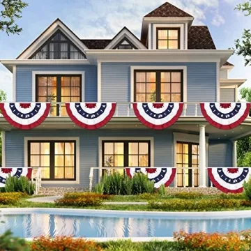 3 x 6 Ft American Pleated Fan Flag, USA Patriotic Half Fan Bunting Flag, 4th of July Decorations Flags (Set of 2)