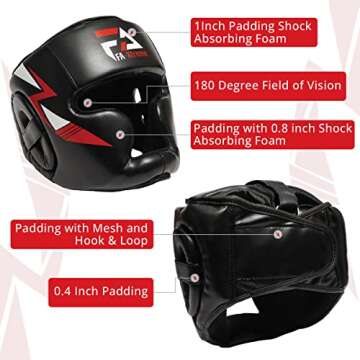 FA-Xtreme Boxing Headgear - Black - Head Gear & Mouth Guard for MMA Kickboxing Karate Taekwondo Muay...