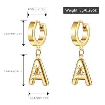 HSWYFCJY Gold K Bubble Letter Earring Personalized Gift