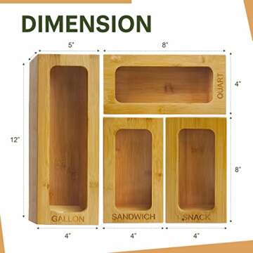 Bamboo Food Storage Bag Organizer for Kitchen Drawers