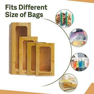 Bamboo Food Storage Bag Organizer for Kitchen Drawers