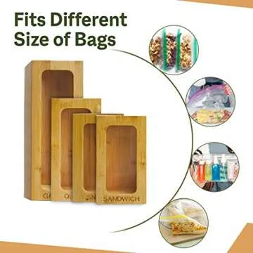 Bamboo Food Storage Bag Organizer for Kitchen Drawers