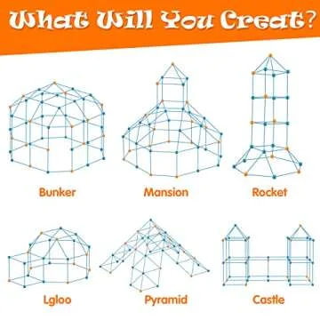 Fort Building Kit for Kids, 135 PCS Builder Play Fort Toy for 5-12 Years Old Gift, Boy & Girls Construction STEM Toys Fort Building Set DIY Castles Tunnels Play Tent Rocket Tower Indoor & Outdoor