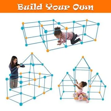 Fort Building Kit for Kids, 135 PCS Builder Play Fort Toy for 5-12 Years Old Gift, Boy & Girls Construction STEM Toys Fort Building Set DIY Castles Tunnels Play Tent Rocket Tower Indoor & Outdoor