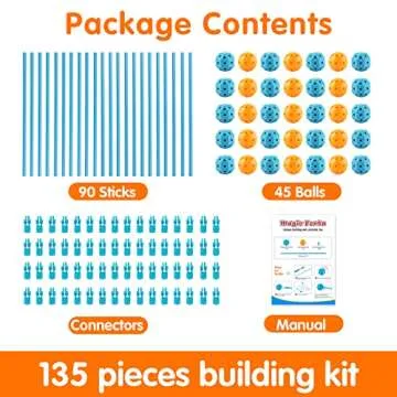Fort Building Kit for Kids, 135 PCS Builder Play Fort Toy for 5-12 Years Old Gift, Boy & Girls Construction STEM Toys Fort Building Set DIY Castles Tunnels Play Tent Rocket Tower Indoor & Outdoor