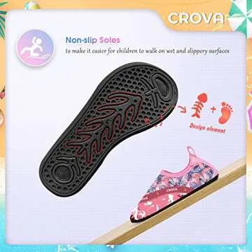 CROVA Toddler Kids Water Shoes Quick Dry Aqua Socks Non-Slip Barefoot Sports Shoes for Boys Girls Toddler