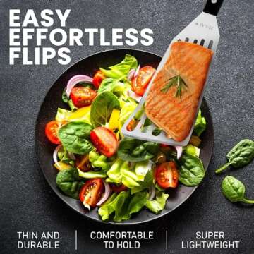 Zulay Kitchen Fish Spatula Stainless Steel - Fish Spatulas for Non-Stick Cookware - Slotted Spatula - Stainless Spatula - Metal Fish Spatula - Easy to Clean Fish Turner Spatula 12.4”…