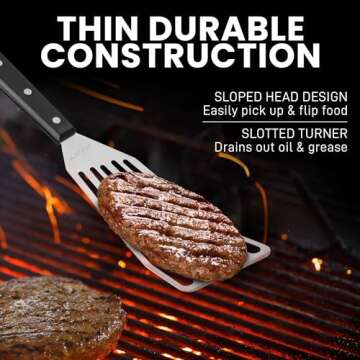 Zulay Kitchen Fish Spatula Stainless Steel - Fish Spatulas for Non-Stick Cookware - Slotted Spatula - Stainless Spatula - Metal Fish Spatula - Easy to Clean Fish Turner Spatula 12.4”…