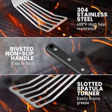 Zulay Kitchen Stainless Steel Fish Spatula for Non-Stick Cookware