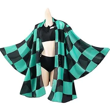 Roocnie Womens Anime Swimsuit Bikini Green Summer Bathing Suit Cosplay Costume