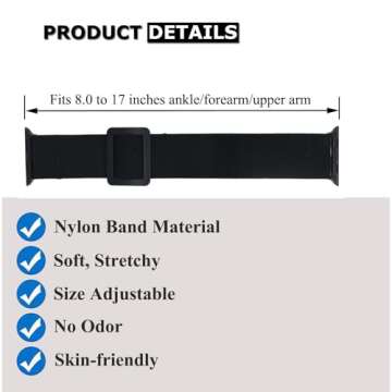 Adjustable Elastic Armband or Ankle Band for Compatible with Apple Watch Series 9 8 7 41mm, Apple Wa...