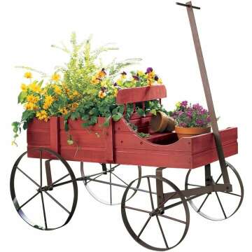 Decorative Amish Wagon Planter for Garden