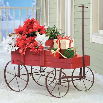 Decorative Amish Wagon Planter for Garden