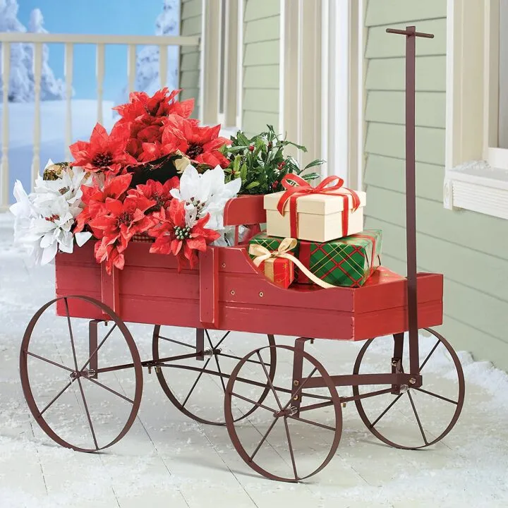 Decorative Amish Wagon Planter for Garden