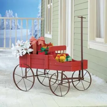 Decorative Amish Wagon Planter for Garden