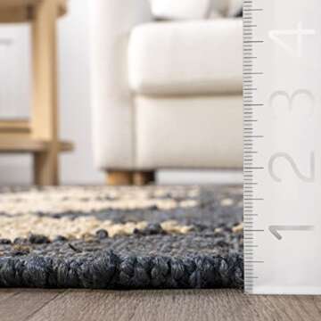 Rugs USA x Arvin Olano Louie Diamond Checkerboard Jute Area Rug, 5x8, Charcoal