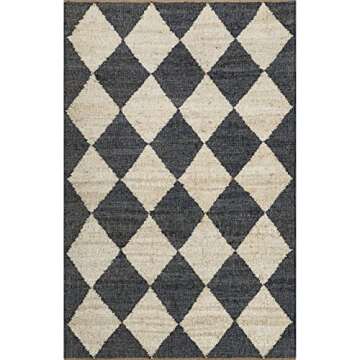 Louie Diamond Checkerboard Jute Area Rug - 5x8 ft