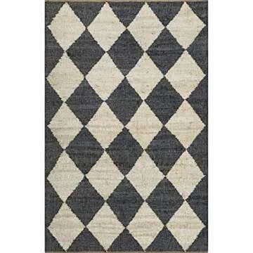 Louie Diamond Checkerboard Jute Area Rug - 5x8 ft