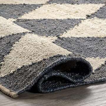 Louie Diamond Checkerboard Jute Area Rug - 5x8 ft