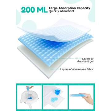 Newnice 60 Packs Disposable Potty Liners with 200ML Absorbent Pads, Portable Travel Potty Bags Compa...