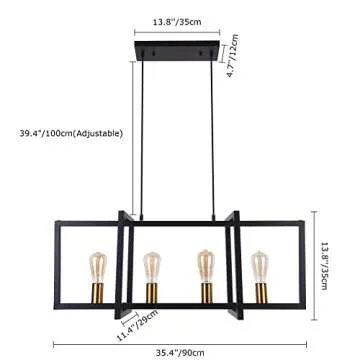 Lingkai Modern Kitchen Island Light 4-Light Pendant Lighting Fixtures Industrial Linear Hanging Ligh...
