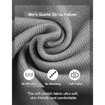 COOFANDY Men's Quarter Zip Sweaters Slim Fit Lightweight Mock Neck Pullover Casual Polo Sweaters Long Sleeve Pullover Grey