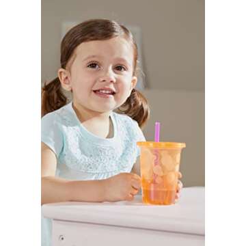 The First Years Take & Toss Toddler Straw Cups - Spill Proof and Dishwasher Safe Toddler Cups with Straws - Toddler Feeding Supplies - 10 Oz - 4 Count