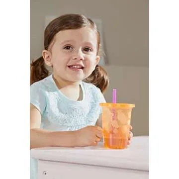 The First Years Take & Toss Toddler Straw Cups - Spill Proof and Dishwasher Safe Toddler Cups with Straws - Toddler Feeding Supplies - 10 Oz - 4 Count