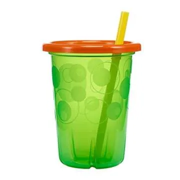 The First Years Take & Toss Toddler Straw Cups - Spill Proof and Dishwasher Safe Toddler Cups with Straws - Toddler Feeding Supplies - 10 Oz - 4 Count
