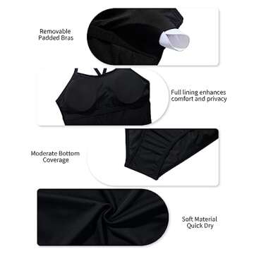 Yonique Athletic One Piece Bathing Suit for Women