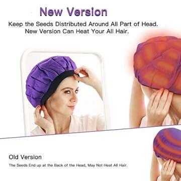 Beautybaby Cordless Deep Conditioning Heat Cap, Microwavable Treatment Steaming Heat Cap for Thermal Spa Curly Hair, 100% Natural Cotton Flaxseed Seed Interior