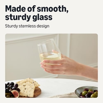 Amazon Basics 14 oz Stemless White Wine Glass Set of 4