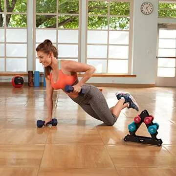 JFIT 60 LB Dumbbell Set with Durable Rack for Home Workouts