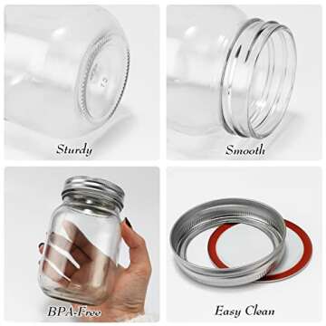 Keketin 16 oz Mason Jars,12 Pack Canning Jars with Silver Airtight Lids,Reusable 500ml Clear Glass Jars,Ideal for Food Storage,Jam,Honey,Pickles,Fruits,Beverages,Homemade Gifts,Party Favors