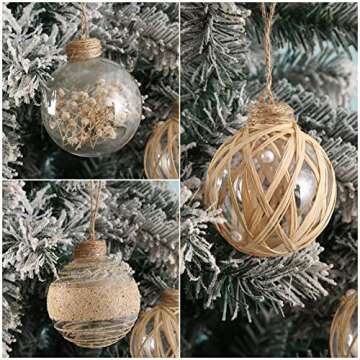 12pcs 80mm Clear Plastic Christmas Ornaments Balls - Shatterproof Hanging Tree Decoration for Holiday Home Décor
