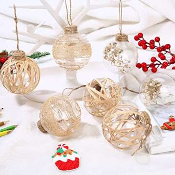 12pcs 80mm Clear Plastic Christmas Ornaments Balls - Shatterproof Hanging Tree Decoration for Holiday Home Décor