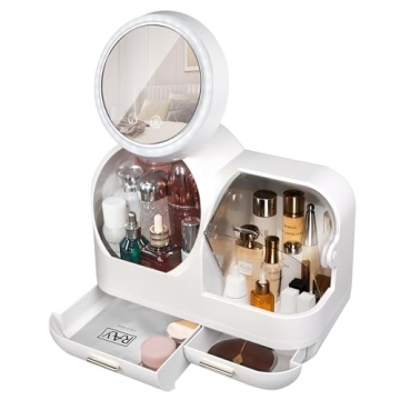 Chic Makeup Organizer with LED Light and Mirror Storage Solutions